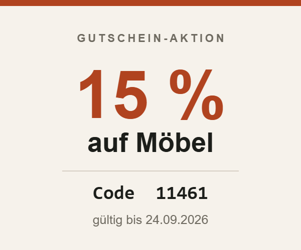 Aktionsgrafik – 15 % Rabatt auf Möbel bei BAUR mit dem Code 11461, gültig bis 24.09.2026