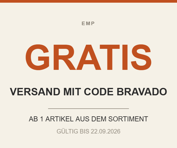 Aktionsgrafik – Gratis Versand bei EMP mit dem Code BRAVADO, gültig bis 22.09.2026