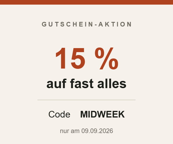 Aktionsgrafik – 15 % Rabatt bei EMP mit dem Code MIDWEEK am 09.09.2026 ab 59,99 Euro