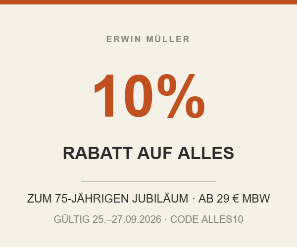 Aktionsgrafik – 10 % Rabatt auf ALLES bei Erwin Müller zum 75-jährigen Jubiläum, Code ALLES10