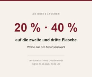 3 Flaschen bei Svinando: 20 % auf die zweite, 40 % auf die dritte