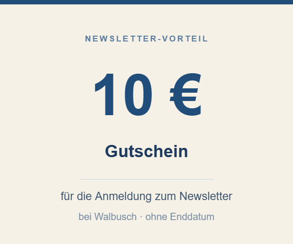 Aktionsgrafik – 10 Euro Gutschein bei Walbusch für die Anmeldung zum Newsletter